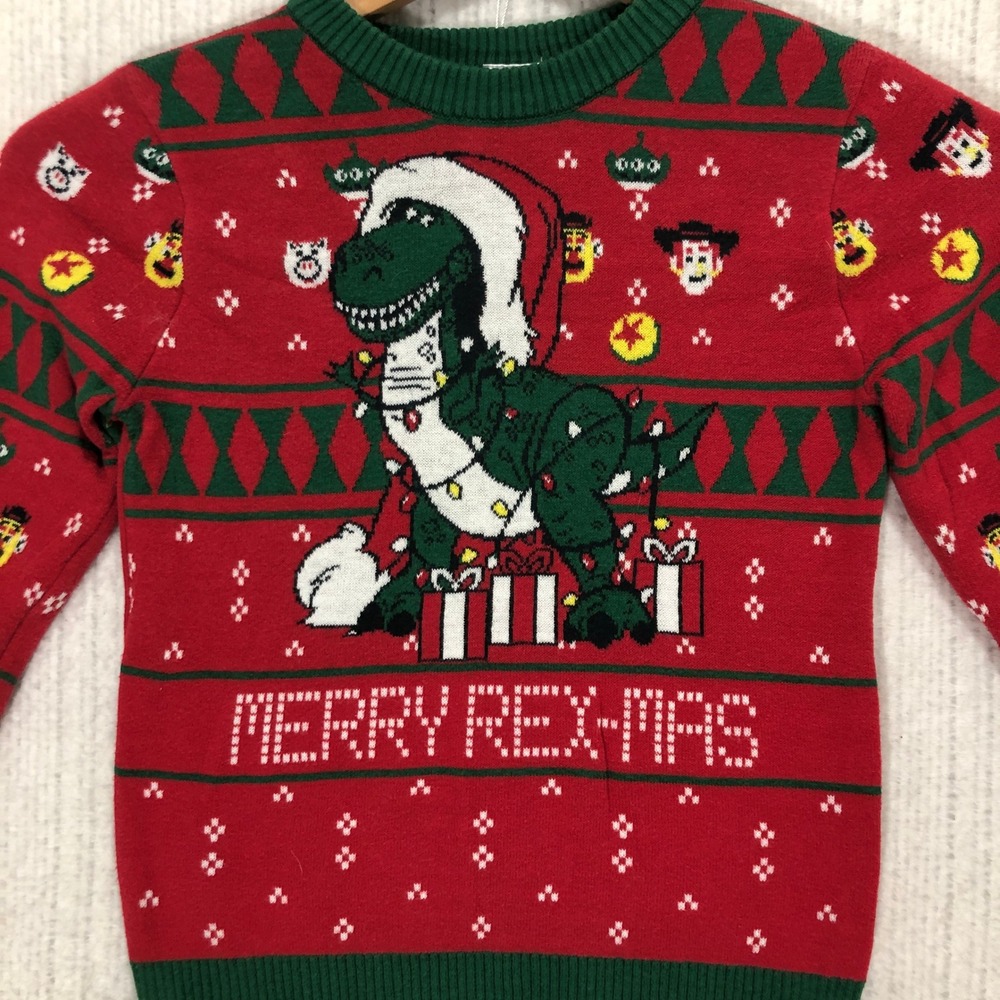 Kids Disney Pixar Toy‎ Story Merry Rex Mas Ugly Christmas Sweater 5T